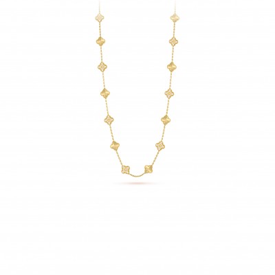 VAN CLEEF ARPELS VINTAGE ALHAMBRA LONG NECKLACE, 20 MOTIFS - YELLOW GOLD, DIAMOND  VCARP4KM00